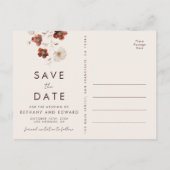 Fall florale Taupe Hochzeit Speichern Sie das Datu Postkarte (Rückseite)