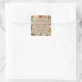 Fall Florales Papier Quadratischer Aufkleber (Tasche)