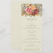 Fall Florals Erntedank Flat 4 Course Menükarte (Vorne/Hinten)