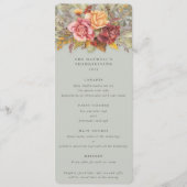 Fall Florals Erntedank Flat 4 Course Menükarte (Vorderseite)