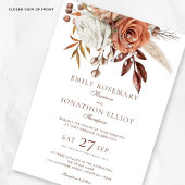 Fall Florals Foto QR Brown Text formale Hochzeit Einladung