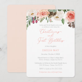 Fall Florals Girl Christening 1. Geburtstag Party Einladung