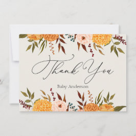 Fall Florals Mums Danke Note Card Mitteilungskarte