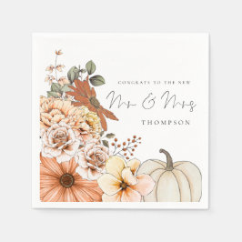 Fall Florals Pumpkin Glückwunsch Mr. Wedding Serviette