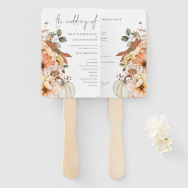 Fall Florals Pumpkin Watercolor Wedding Program Fächer