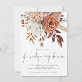 Fall Florals Terracotta Friendsgiving Erntedank Einladung (Vorderseite)