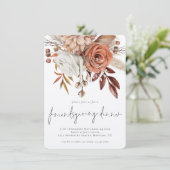 Fall Florals Terracotta Friendsgiving Erntedank Einladung (Stehend Vorderseite)