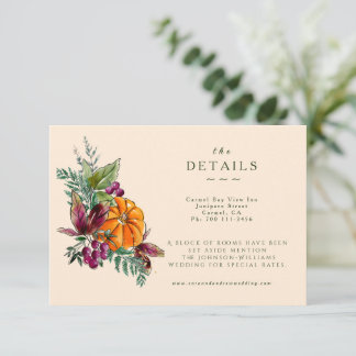 Fall Flowers and Pumpins Details Enclosure Card RSVP Karte