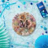 Fall flowers and sunflowers watercolor pastels pappteller (Party)