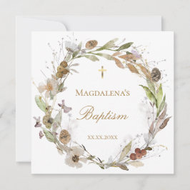 fall flowers wreath Baptism Invitation Einladung