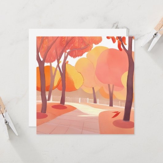 Fall Foliage | Abstrakte Wasserfarbe Karte (Vorderseite/Rückseite Beispiel)