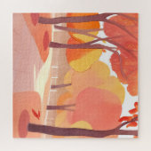 Fall Foliage | Abstrakte Wasserfarbe Puzzle (Horizontal)