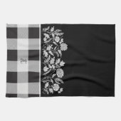 Fall Foliage Autumn Flowers & Foliage Black Plaid Geschirrtuch (Horizontal)