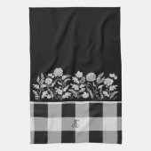 Fall Foliage Autumn Flowers & Foliage Black Plaid Geschirrtuch (Vertikal)
