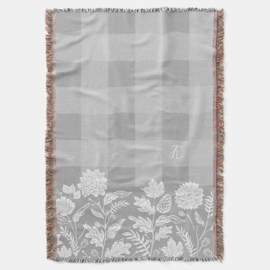 Fall Foliage Autumn Flowers & Foliage Grey Plaid Decke (Vorderseite Vertikal)