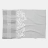 Fall Foliage Autumn Flowers & Foliage Grey Plaid Geschirrtuch (Horizontal)