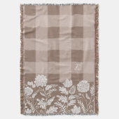 Fall Foliage Autumn Flowers & Foliage Taupe Plaid Decke (Vorderseite Vertikal)