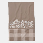 Fall Foliage Autumn Flowers & Foliage Taupe Plaid Geschirrtuch (Vertikal)