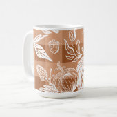 Fall Foliage Autumn Flowers & Pumpkin Orange Plaid Kaffeetasse (Vorderseite Links)