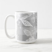 Fall Foliage Autumn Flowers & Pumpkins Grey Plaid Kaffeetasse (Links)