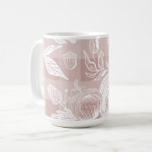 Fall Foliage Autumn Flowers & Pumpkins Pink Plaid Kaffeetasse (Vorderseite Links)