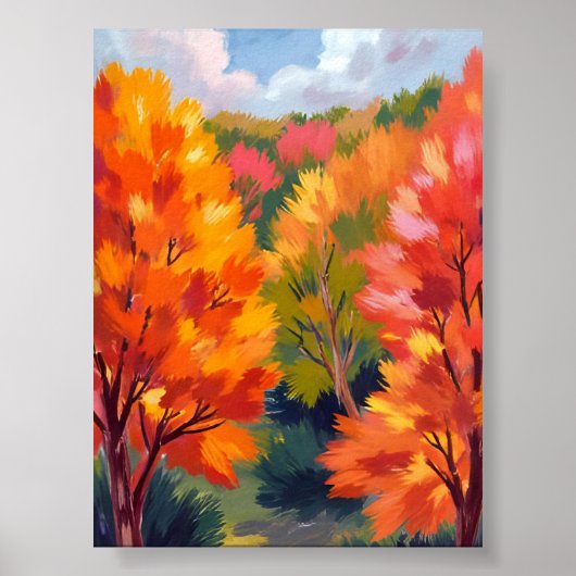 Fall Foliage | Autumn Leaves Watercolor Nature Poster (Vorne)