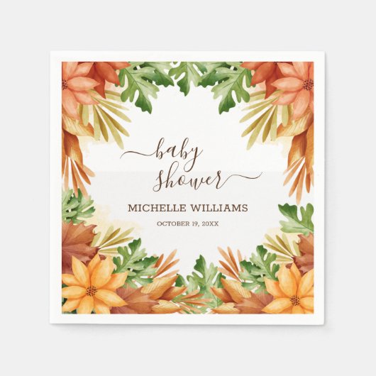 Fall Foliage Babydusche Cocktail Serviette (Vorderseite)