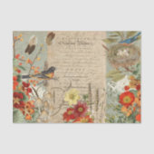 Fall Foliage Bird Nest Orange Floral Entdeckungsre Seidenpapier (Vorderseite)