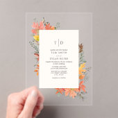 Fall-Foliage-Blätter fallen Monogramm-Hochzeit Acryleinladungen (Insitu (Handheld))