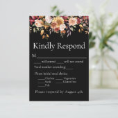 Fall Foliage Bloral Black Wedding Response UAWG RSVP Karte (Stehend Vorderseite)