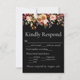 Fall Foliage Bloral Black Wedding Response UAWG RSVP Karte