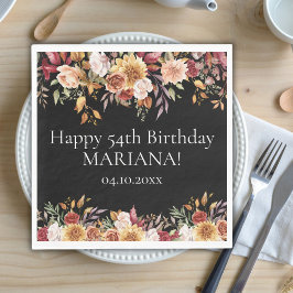 Fall Foliage Blume Black Birthday Party Serviette