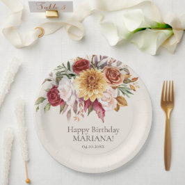 Fall Foliage Blume Elfenbein Geburtstagsparty Pappteller