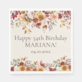 Fall Foliage Blume Elfenbein Geburtstagsparty Serviette (Vorderseite)