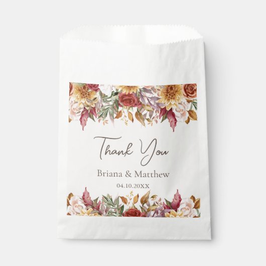 Fall Foliage Blume Elfenbeinhochzeit Geschenktütchen (Vorderseite)