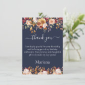 Fall Foliage Blume Navy Blue Dankeschön Karte (Stehend Vorderseite)