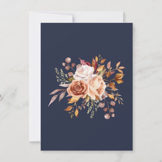 Fall Foliage Blume Navy Blue Dankeschön Karte (Rückseite)