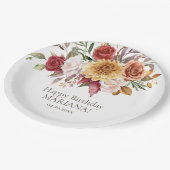 Fall Foliage Blume Weiße Geburtstagsparty Pappteller (Schrägansicht)