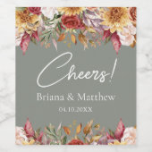 Fall Foliage Blume zeigen Grüne Hochzeit Weinetikett (Einzelnes Label)