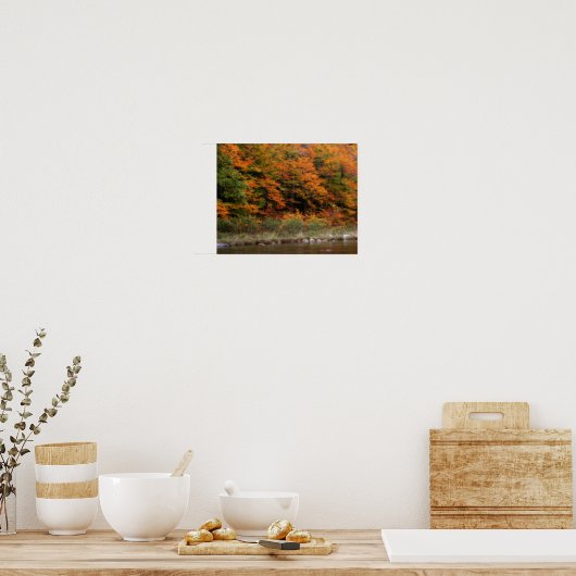 Fall Foliage Bordering River Orton Art Poster (Küche)