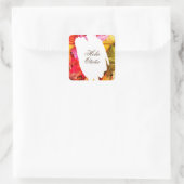 Fall Foliage Botanic Hola Otoño Trendy Modern Chic Quadratischer Aufkleber (Tasche)