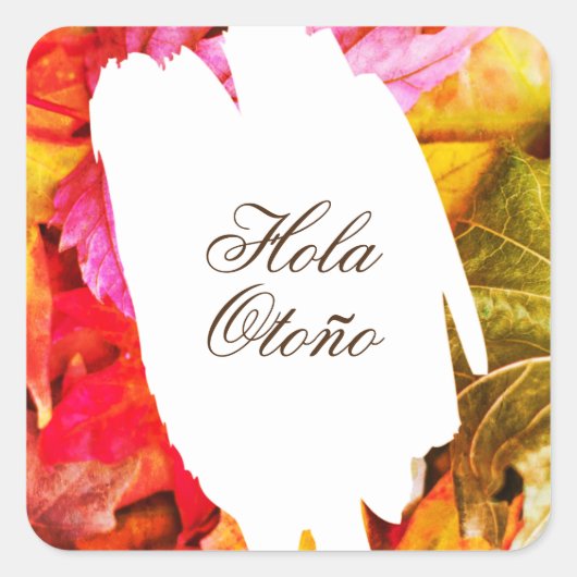 Fall Foliage Botanic Hola Otoño Trendy Modern Chic Quadratischer Aufkleber (Vorderseite)