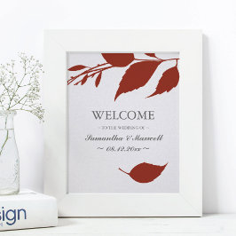 Fall Foliage Burnt Orange Blätter Hochzeit Begrüßu Poster