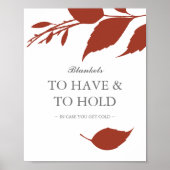 Fall Foliage Burnt Orange Blätter Hochzeitszeichen Poster (Vorne)