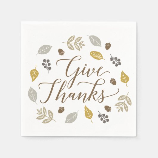 Fall Foliage Danke Erntedank Napkins Serviette (Vorderseite)