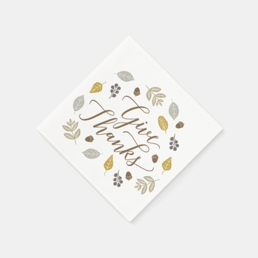 Fall Foliage Danke Erntedank Napkins Serviette (Ecke)