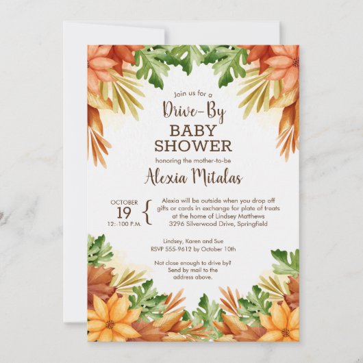Fall Foliage Drive-BY Baby Shower Einladungen (Vorderseite)