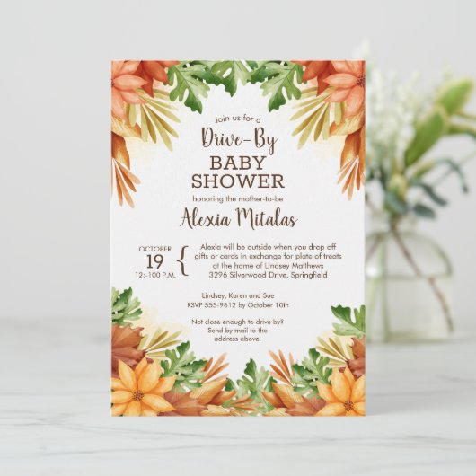 Fall Foliage Drive-BY Baby Shower Einladungen (Stehend Vorderseite)
