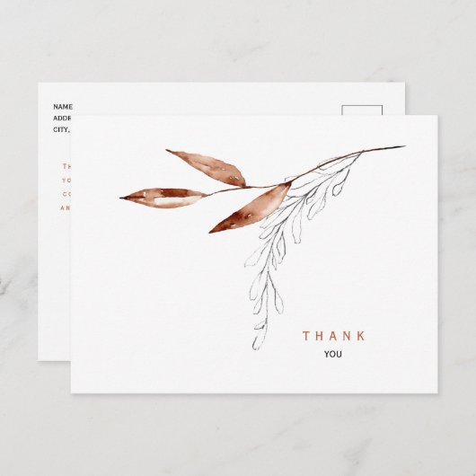 Fall Foliage Einfache Beerdigung Danke Name & Datu Postkarte (Vorne/Hinten)