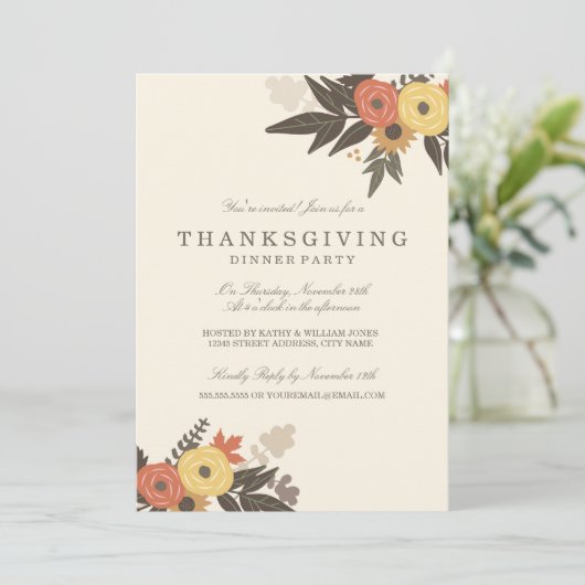 Fall Foliage Erntedank Dinner Einladung (Stehend Vorderseite)